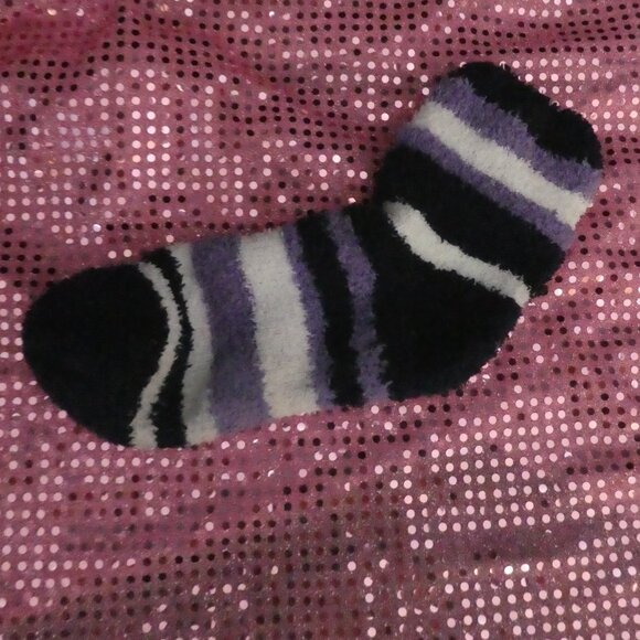 Navy, Purple, White | Striped Stretchy Soft Chenille Socks - Picture 12 of 14